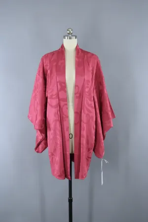 1930s Vintage Silk Haori Kimono Jacket in Mauve Pink