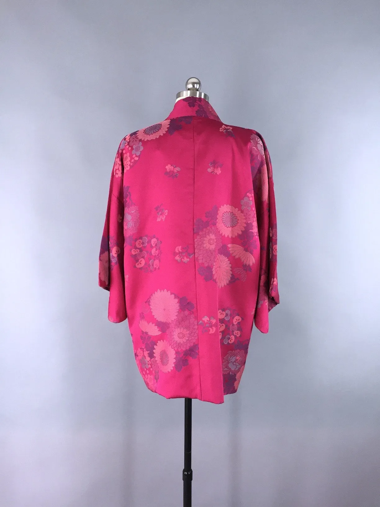 1950s Haori Kimono Cardigan / Magenta Pink Omeshi