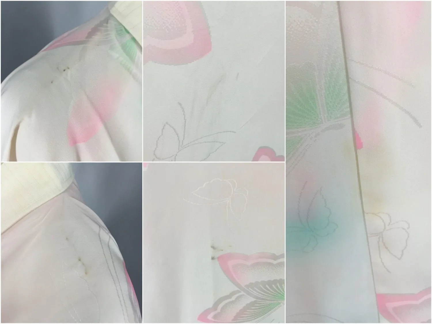 1970s Vintage Kimono Robe / Pink Ombre Butterfly Print