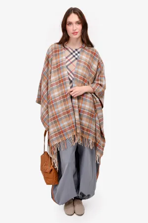 Acne Studios Beige Wool Cassiar Check Poncho