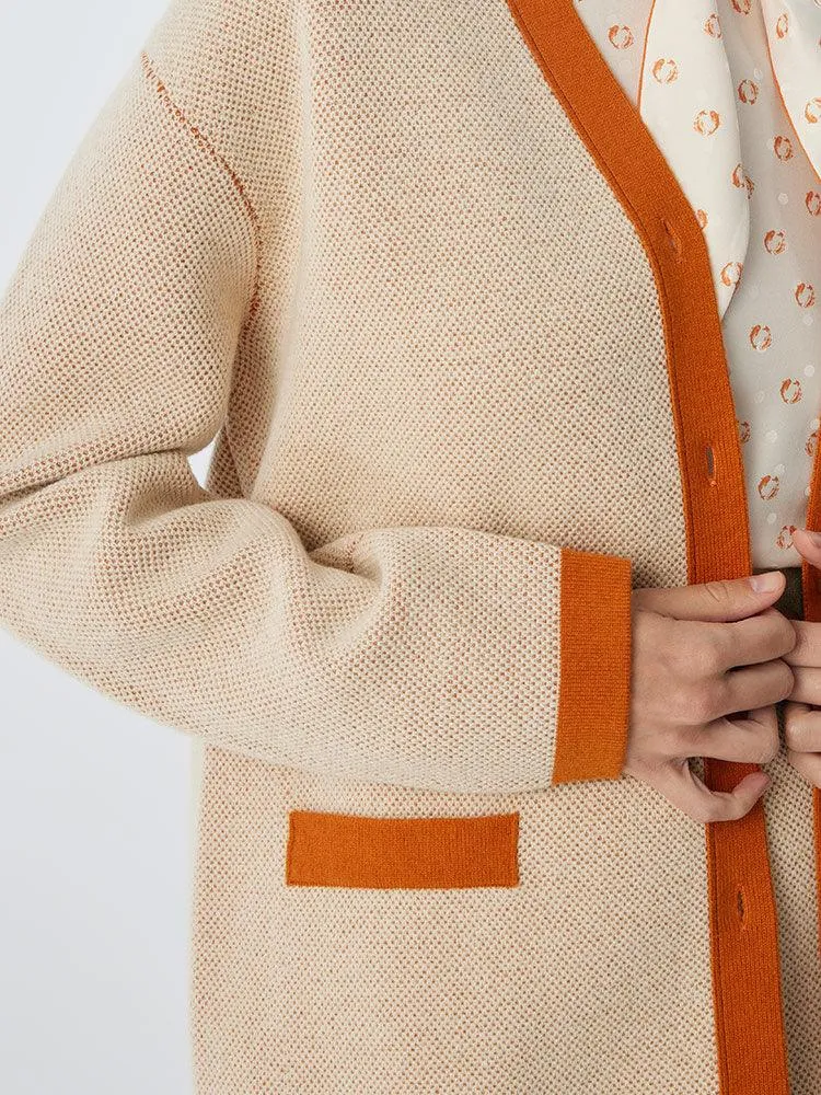 Apricot Woven Suit Cardigan And Half Skirt