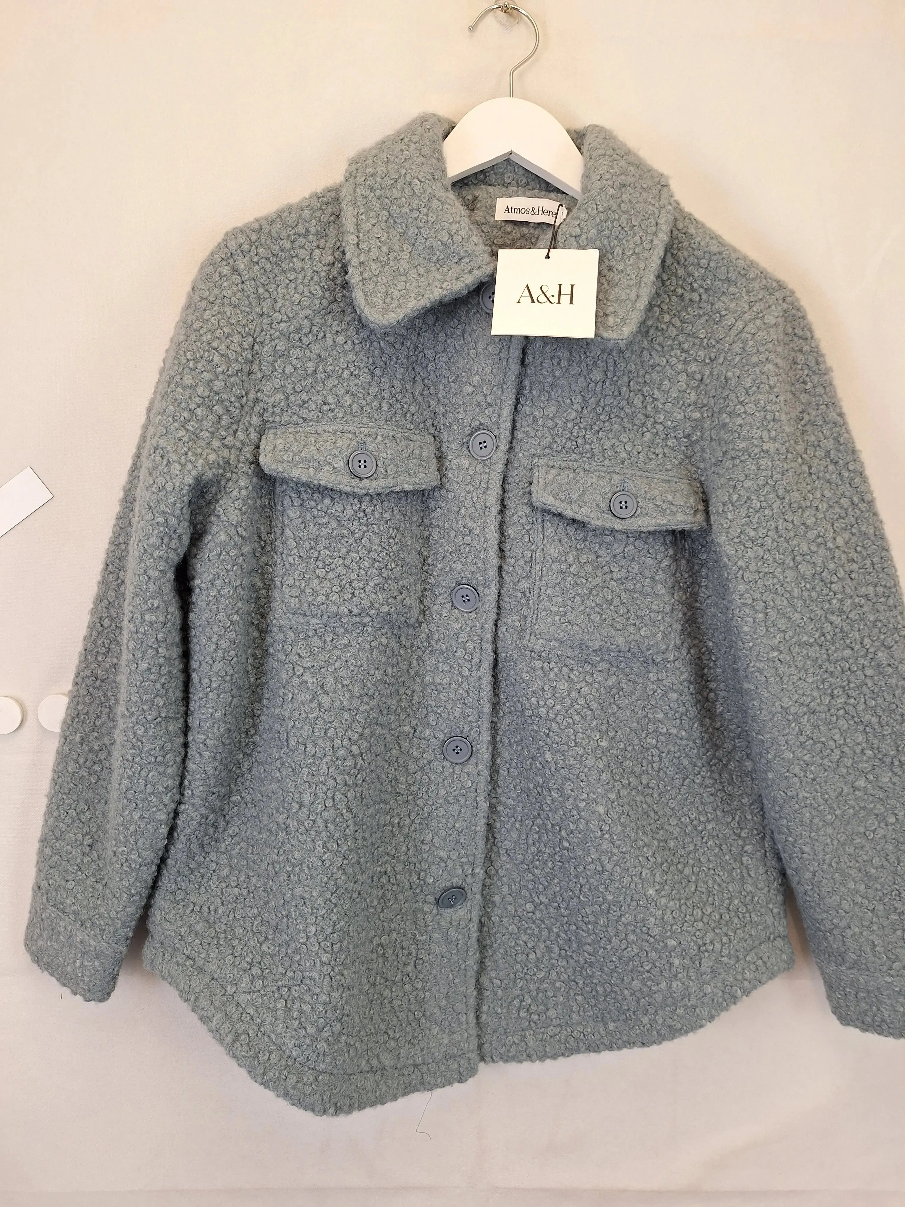 Atmos & Here Classic Slate Boucle Jacket Size 6