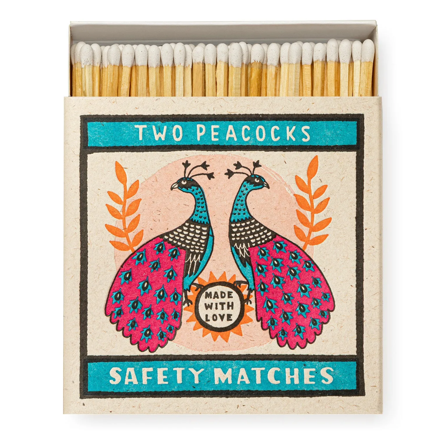 Boxed Wooden Matches: Two Peacocks