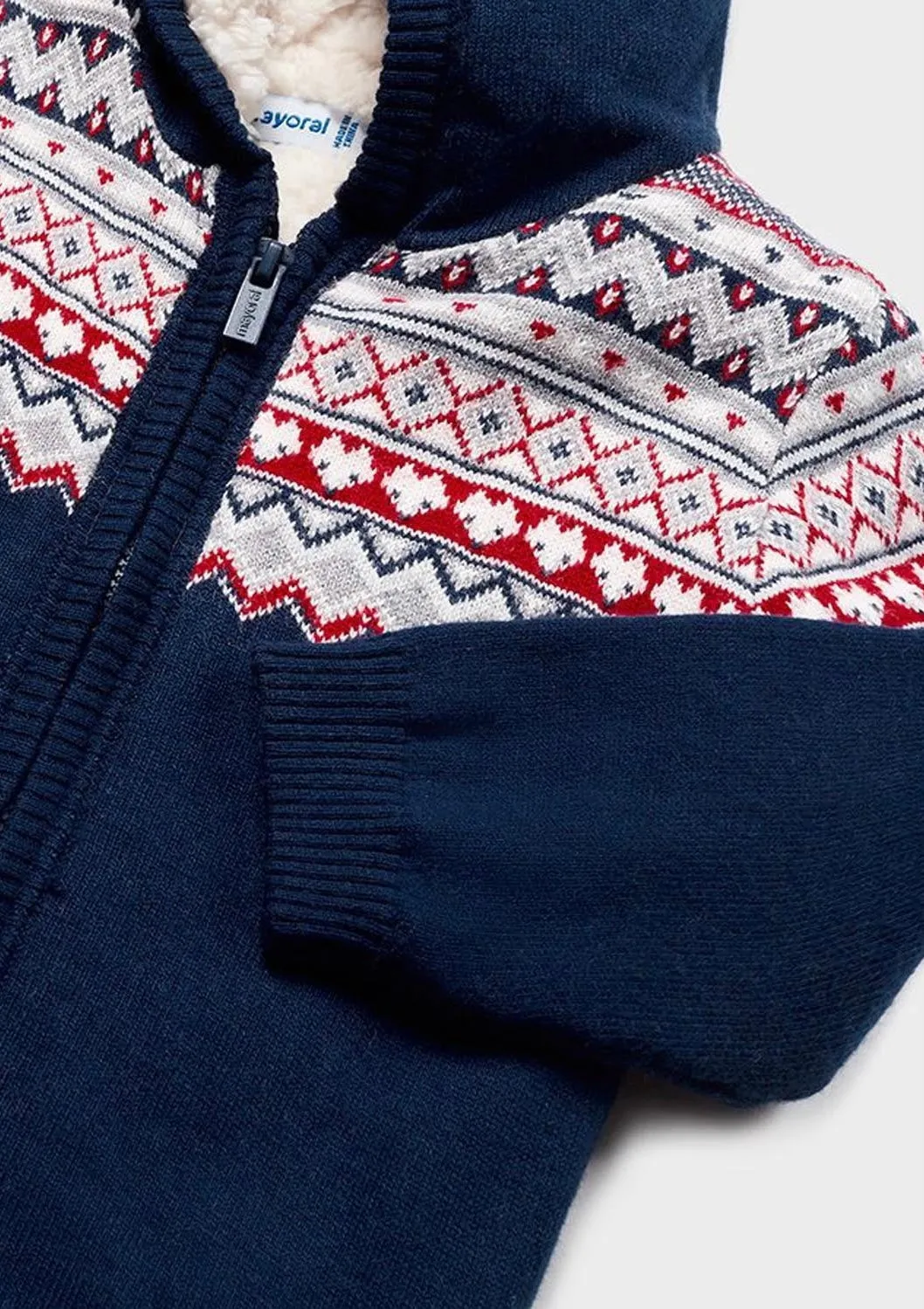 Boys NAVY KNIT CARDIGAN HOODED | Mayoral