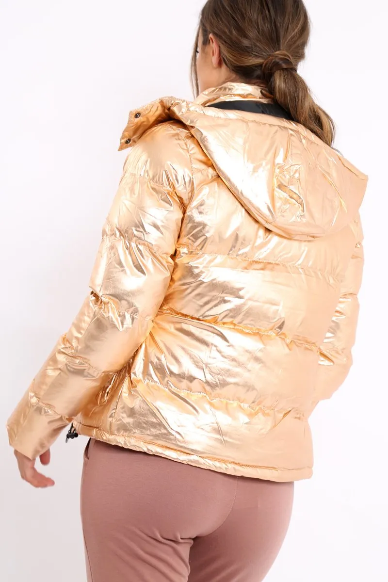 Bronze Metallic Puffer Jacket - Rochelle