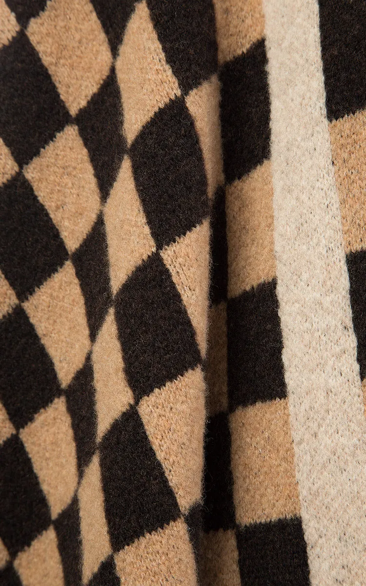 Brown Checked Poncho