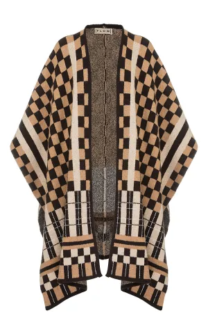 Brown Checked Poncho