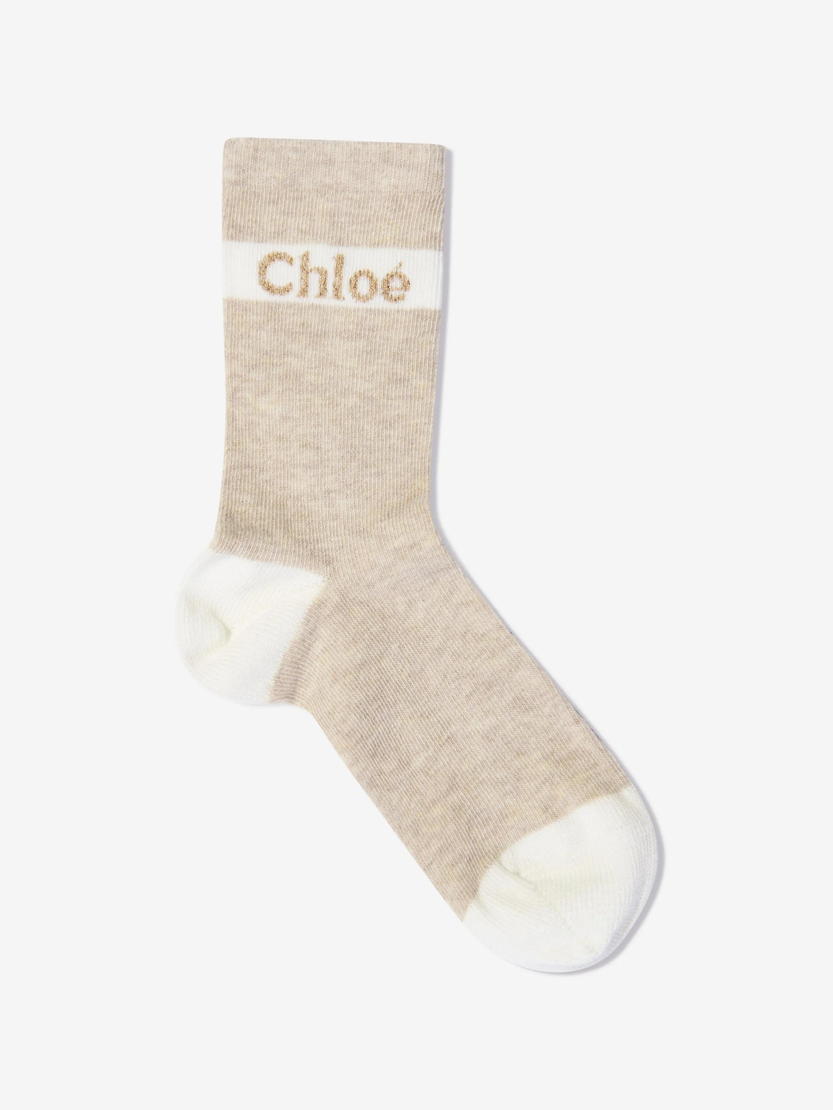 Chloé Girls Jacquard Logo Socks in Beige