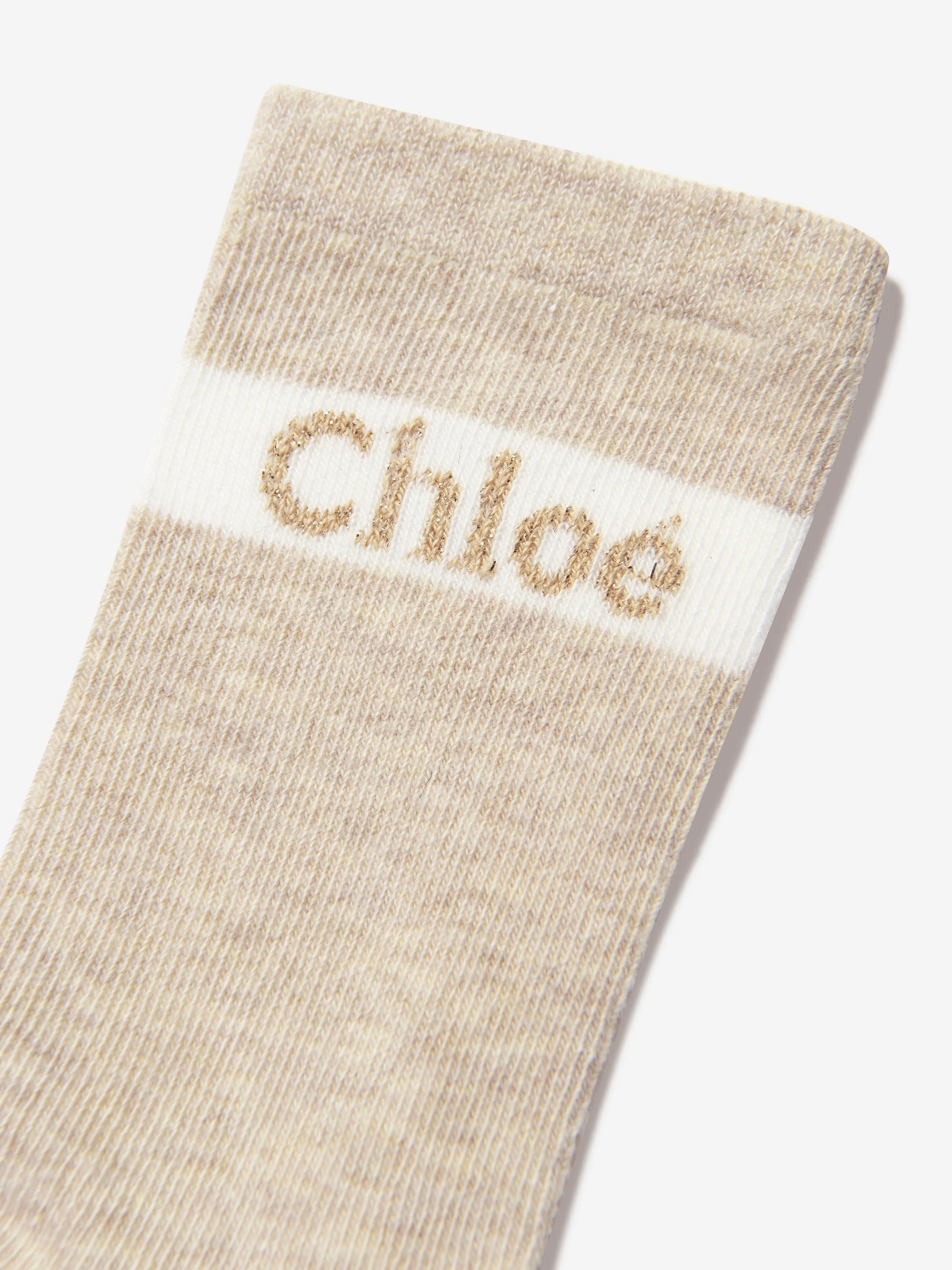 Chloé Girls Jacquard Logo Socks in Beige