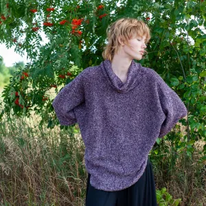 Cowl Neck Poncho-Purple