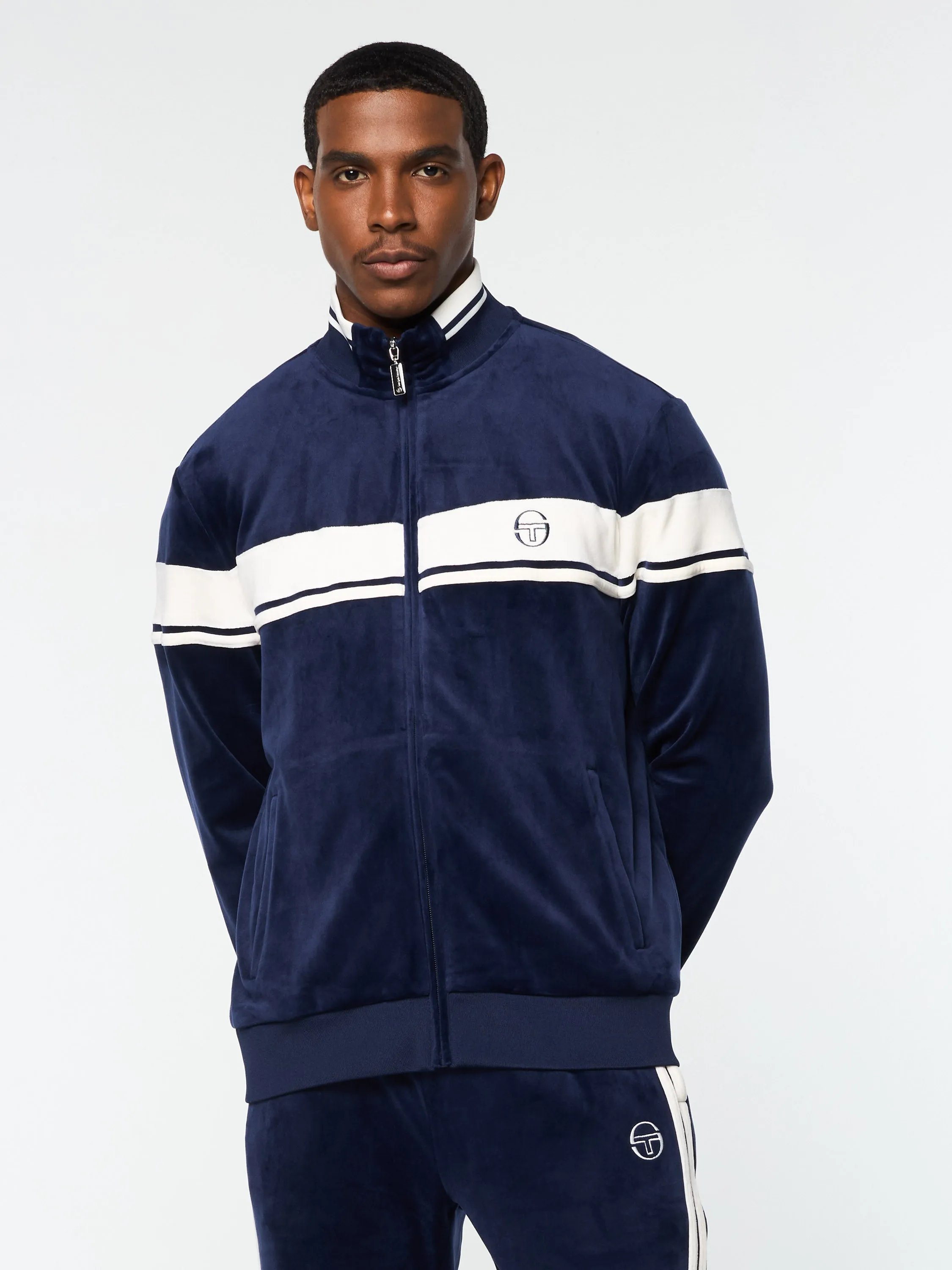 Damarindo Velour Track Jacket- Maritime Blue