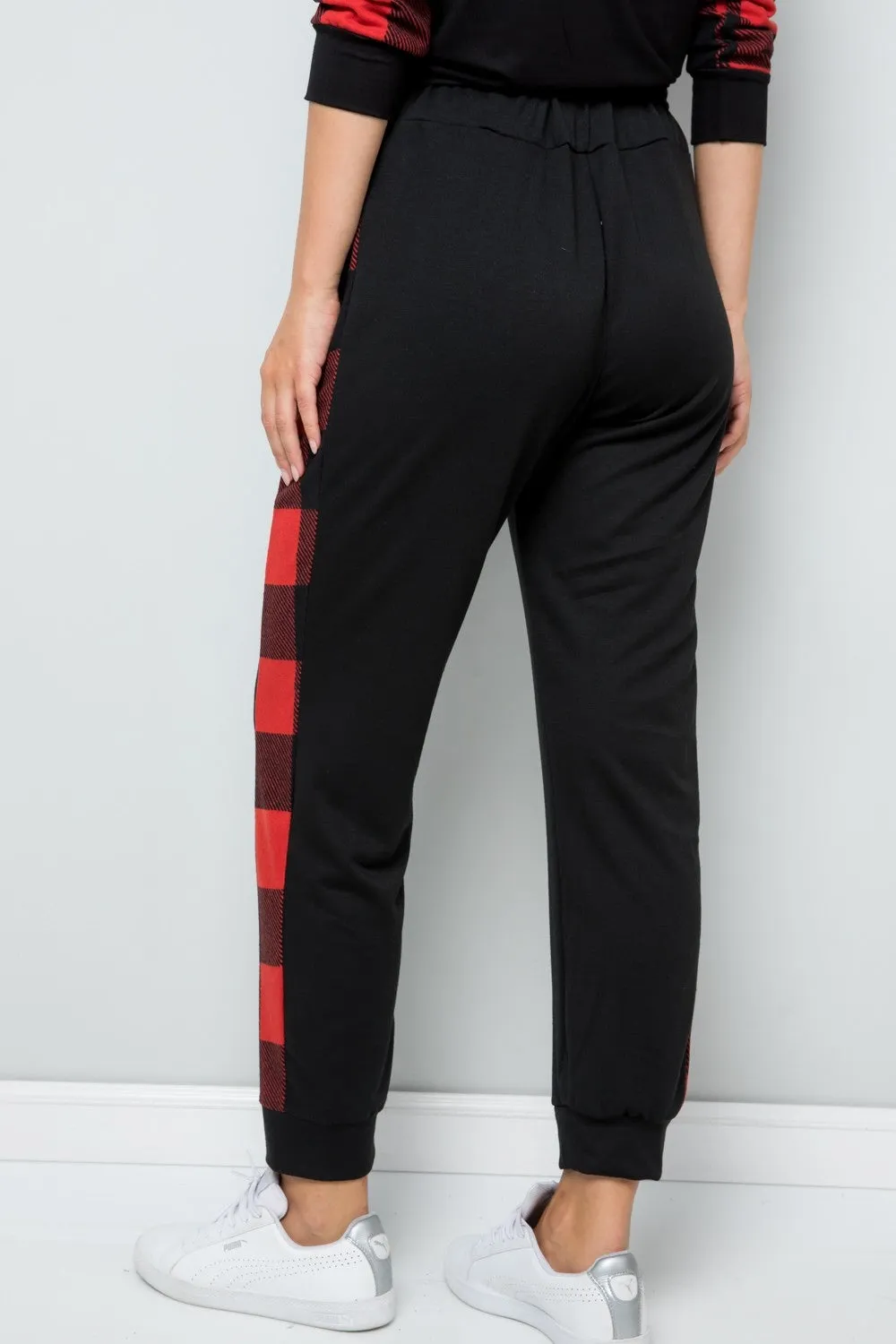 Design Full Size Plaid Side Print Sweatpants