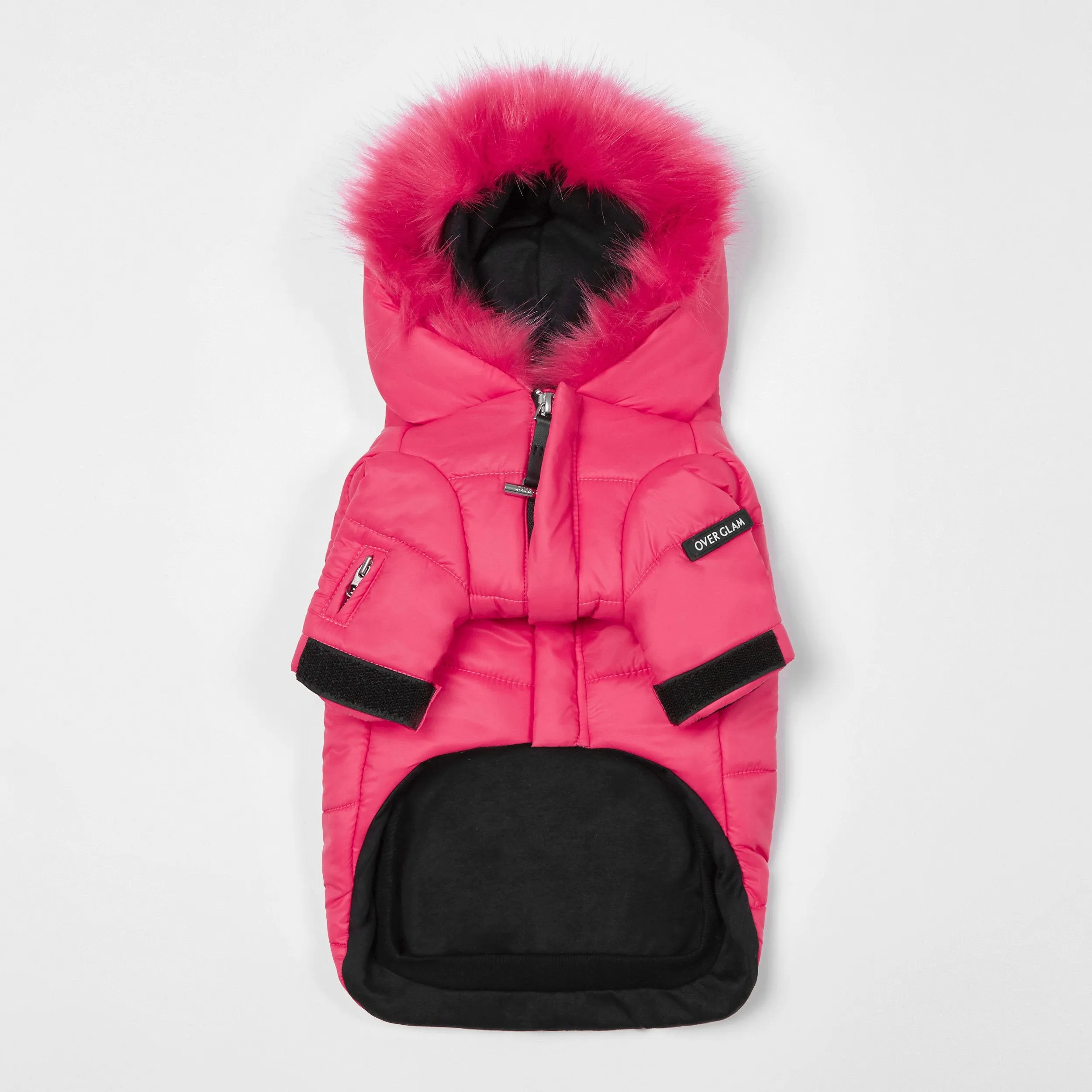 Faux Fur  Zip Up Puffer Ski Jacket with Hood