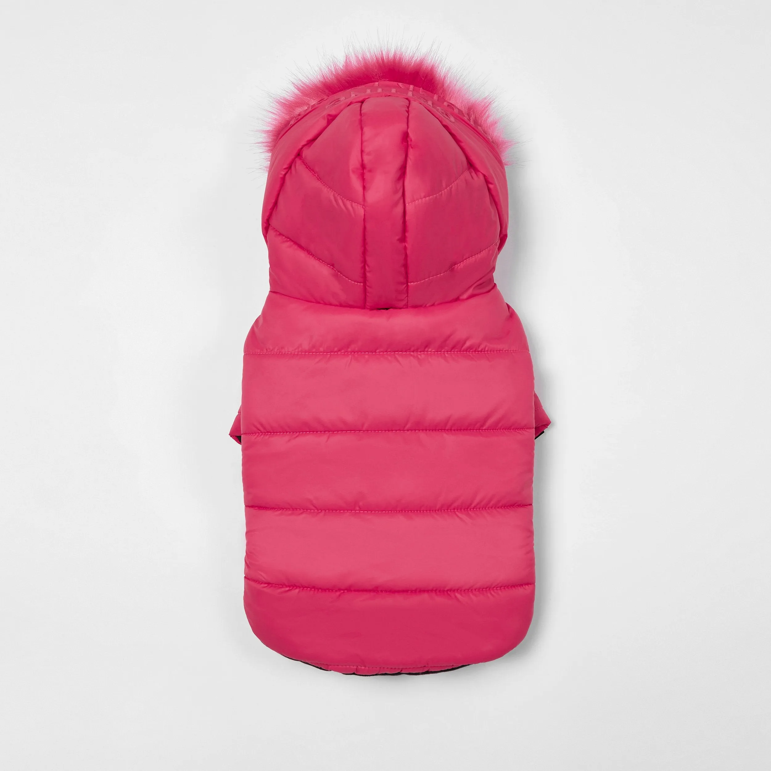 Faux Fur  Zip Up Puffer Ski Jacket with Hood