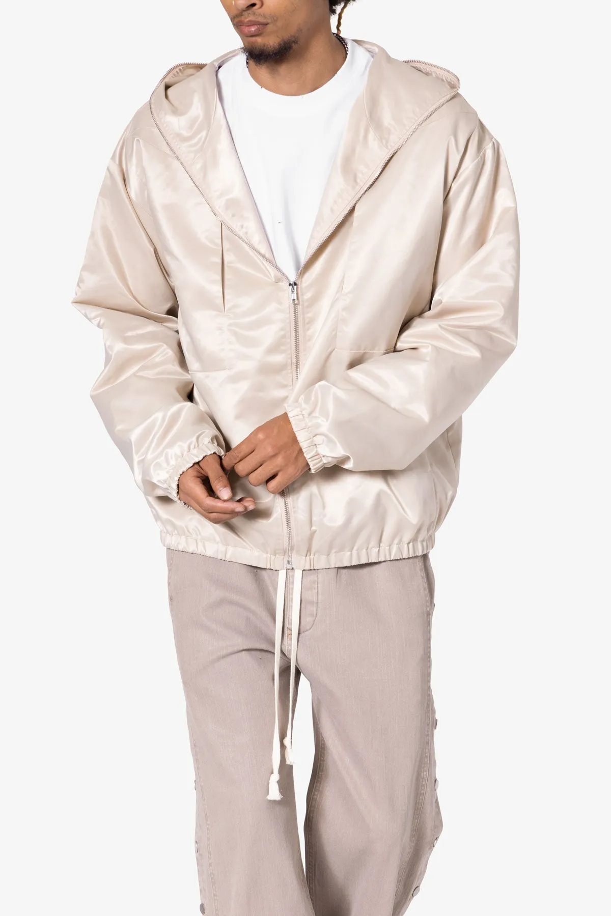 Full Zip Paneled Fight Jacket - Stone