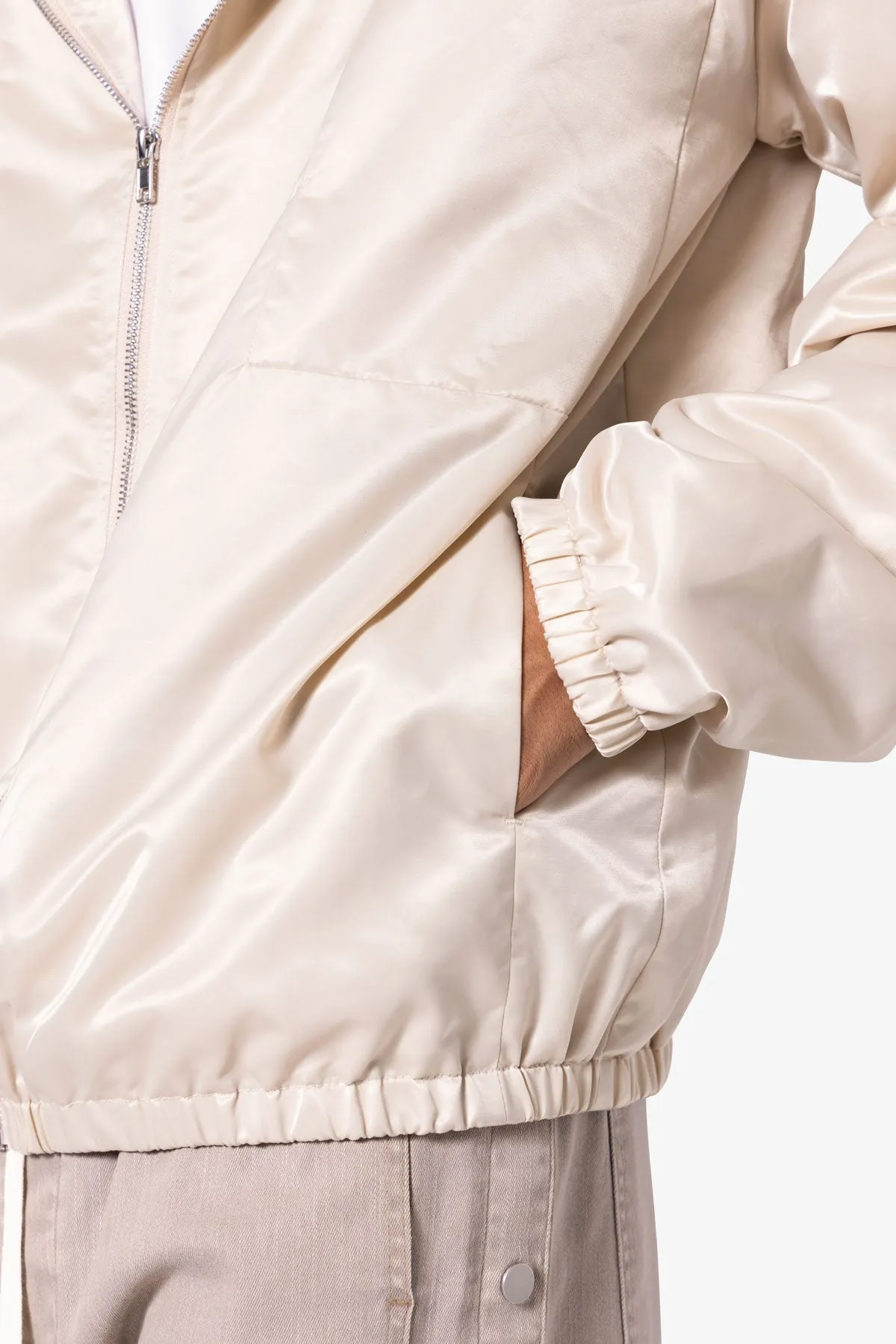 Full Zip Paneled Fight Jacket - Stone