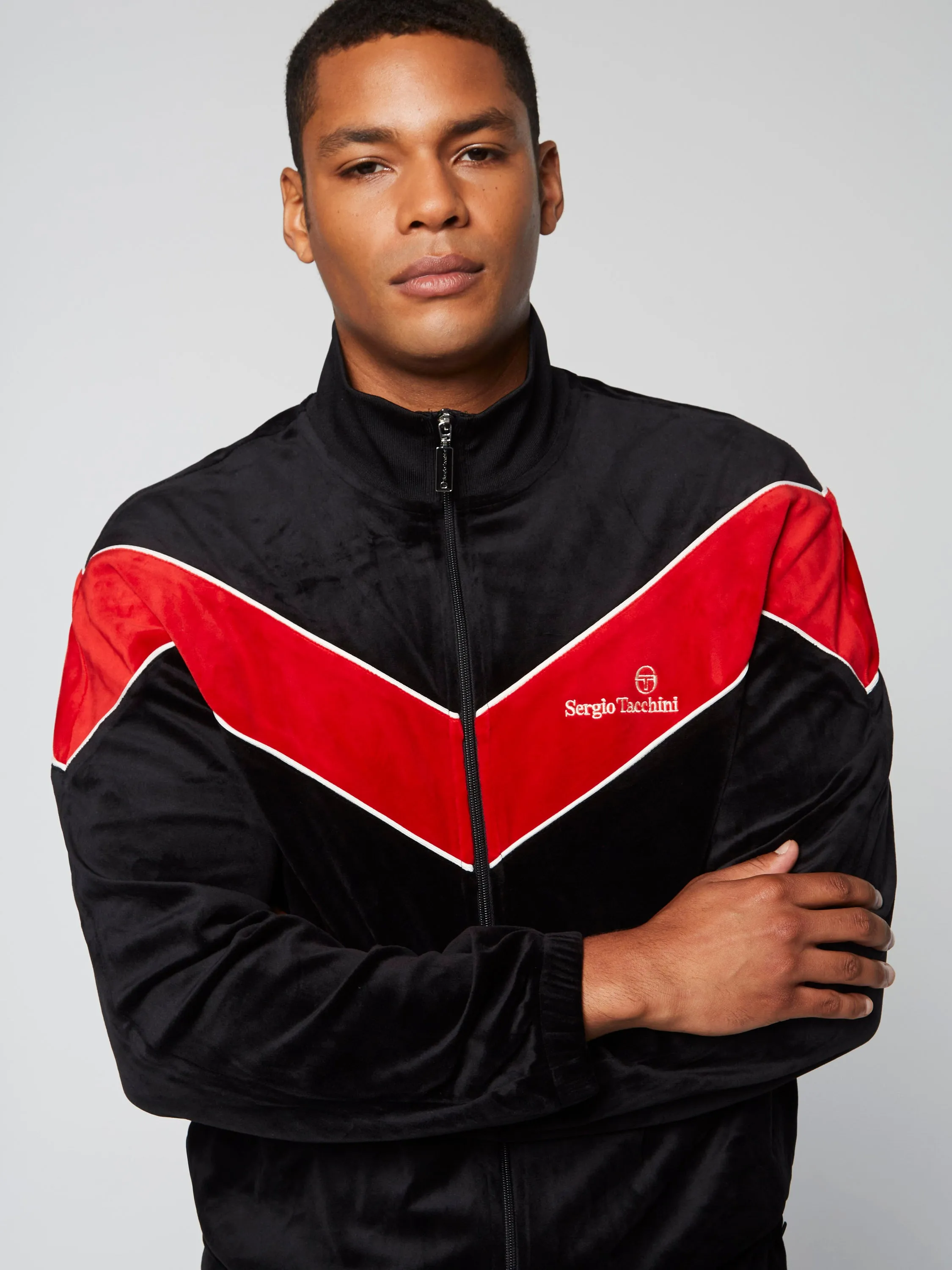 Gallone Velour Track Jacket- Black Beauty