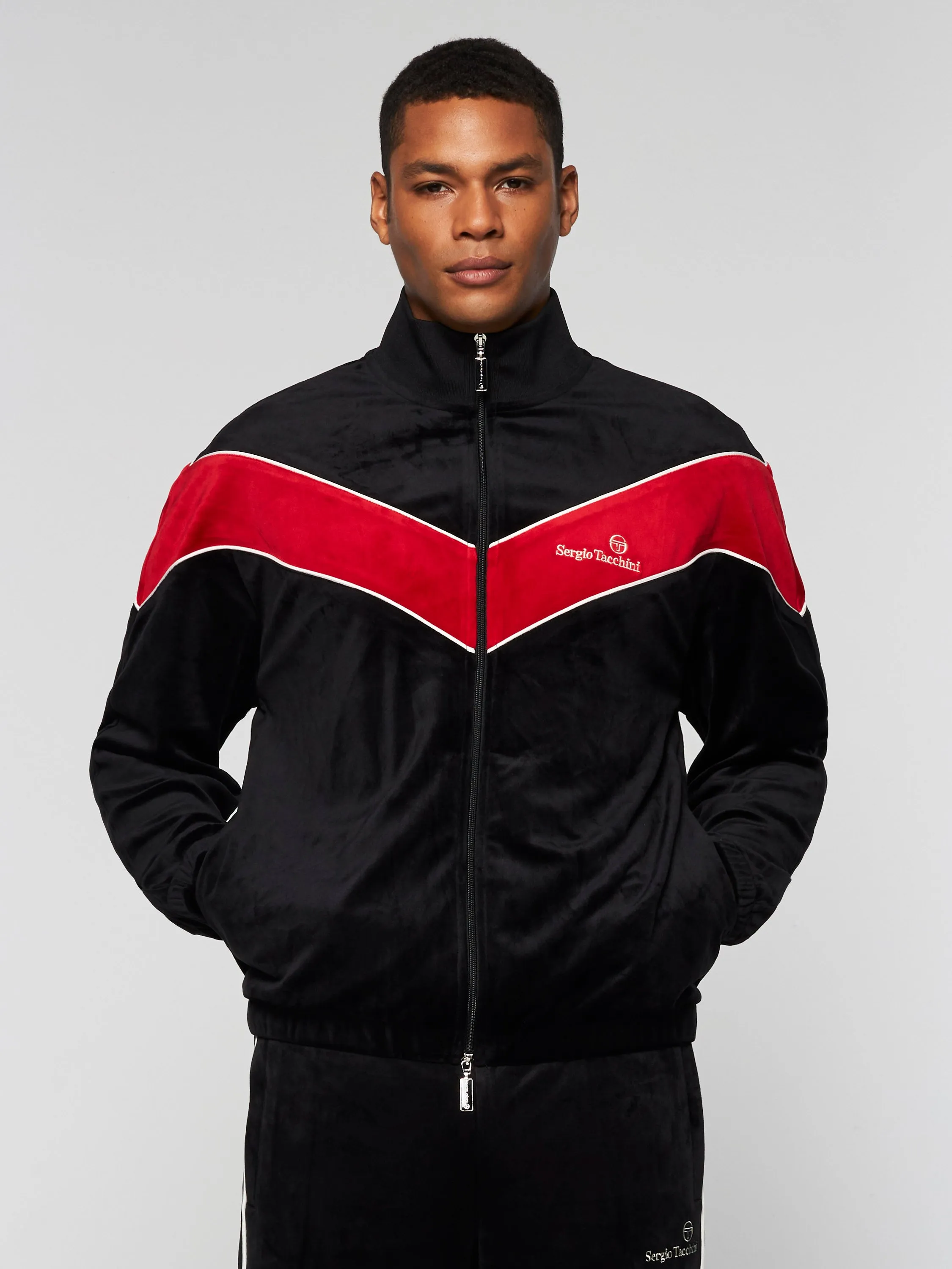 Gallone Velour Track Jacket- Black Beauty