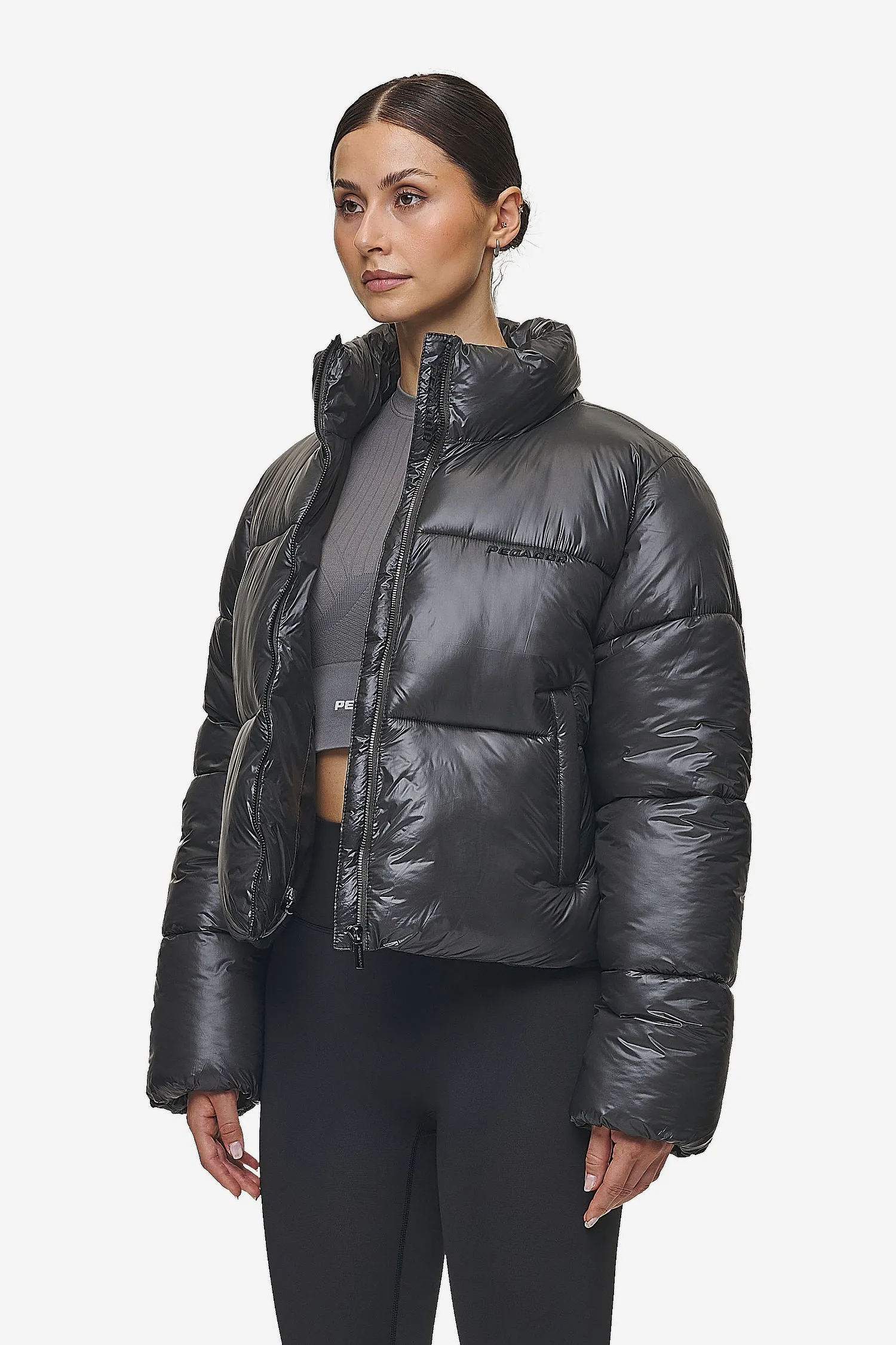 Georgia Light Glossy Puffer Jacket Anthracite