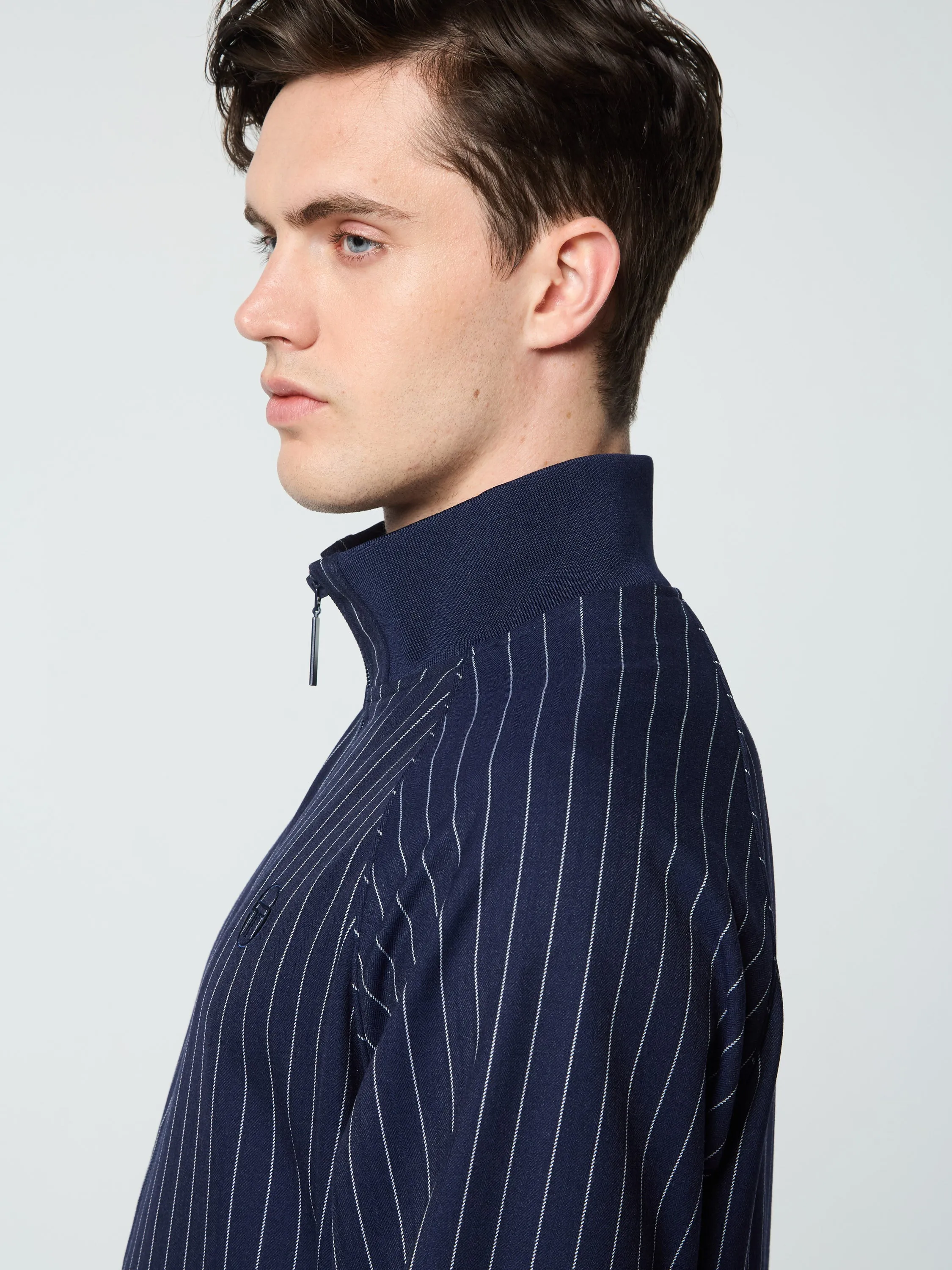 Gessato Suiting Track Jacket- Maritime Blue