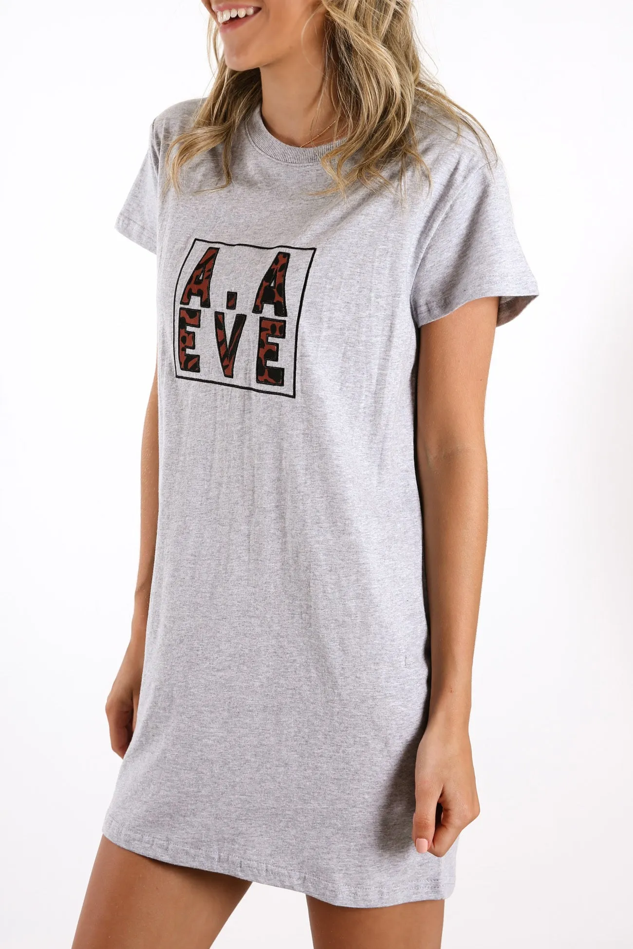 Intrigue Animal Tee Dress Grey Marle