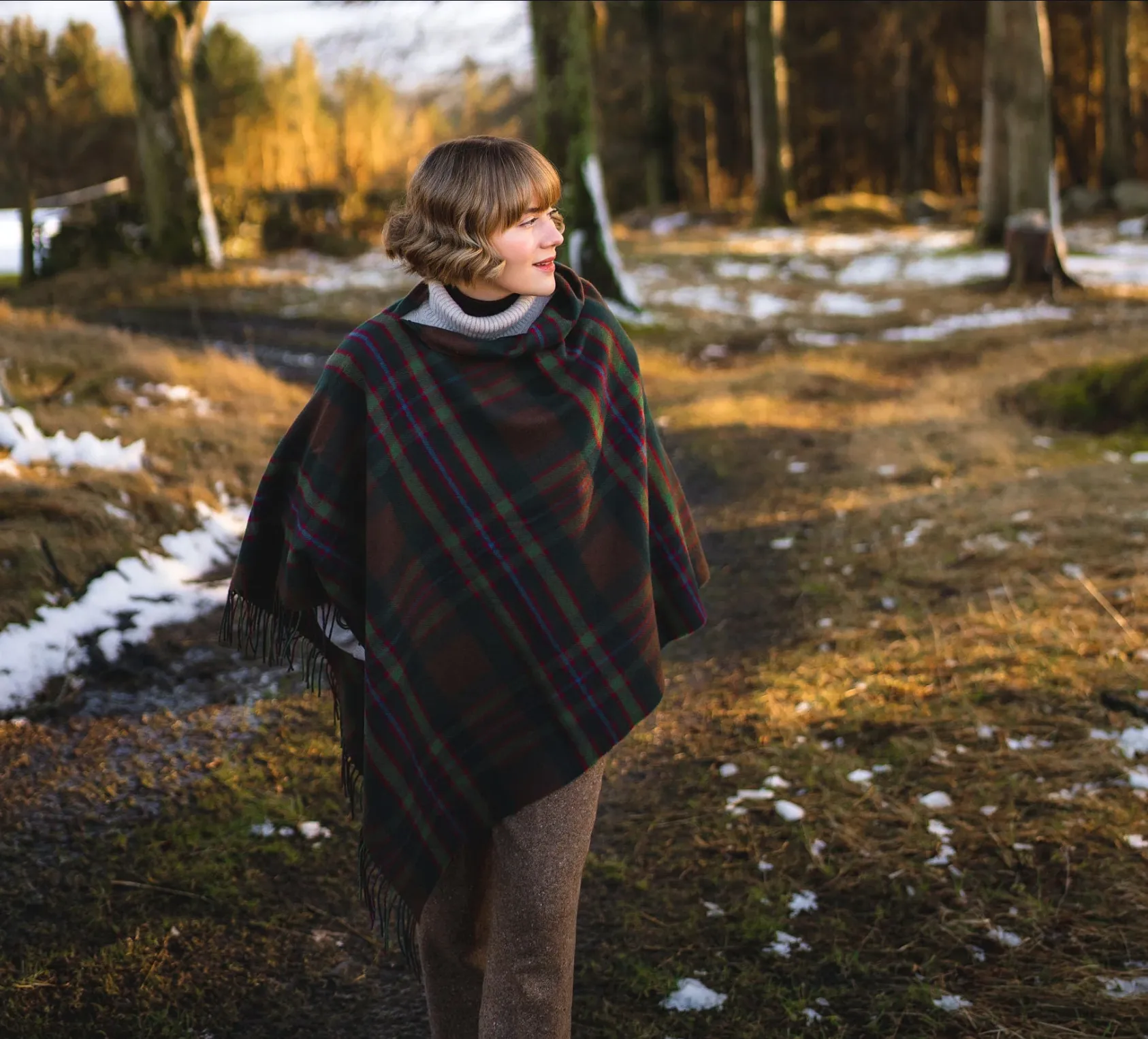 John Muir Way Tartan Lambswool Poncho