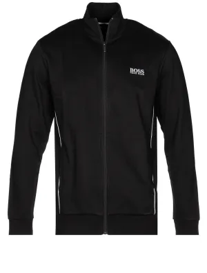 Logo Loungewear Jacket in Cotton-blend Pique Black