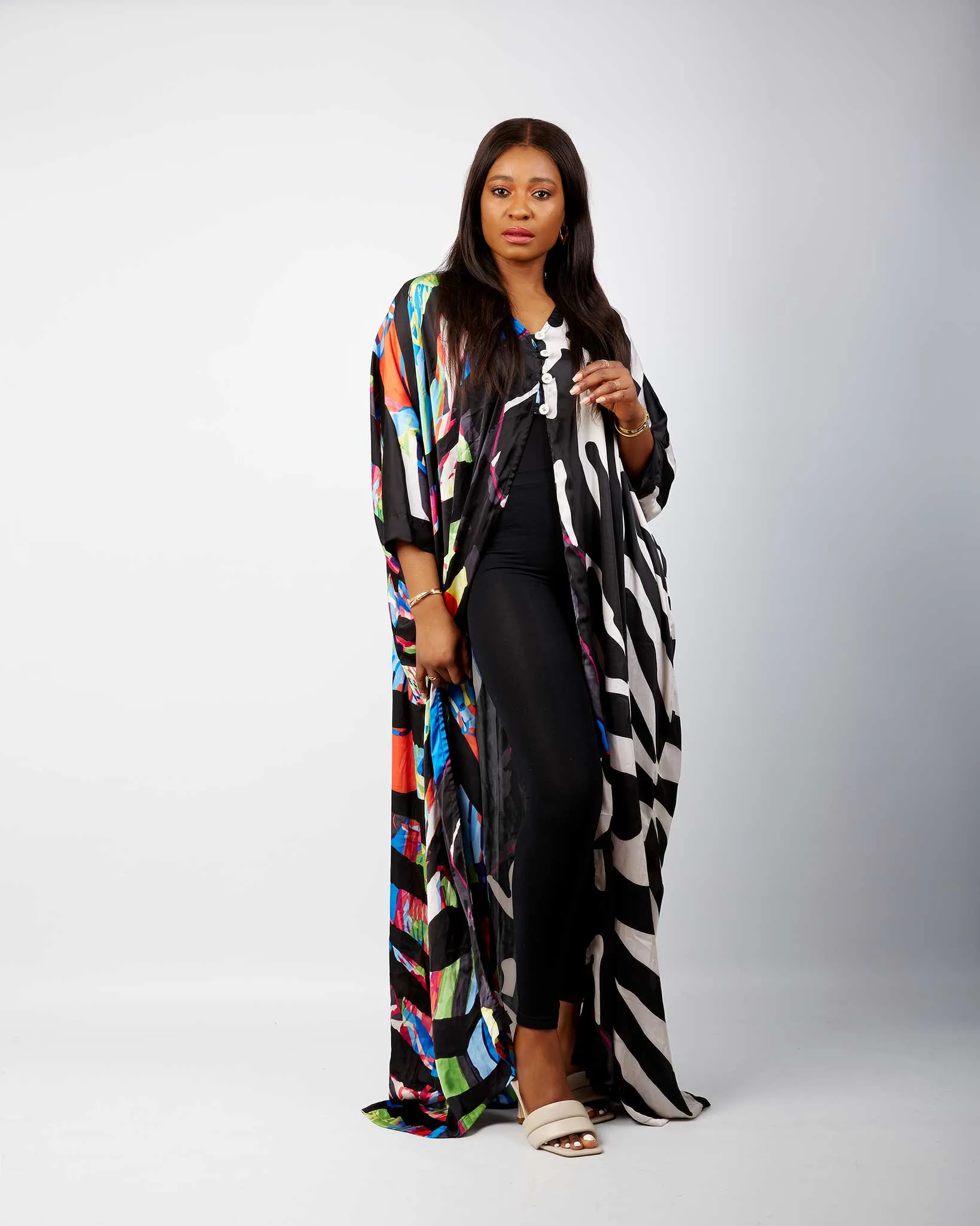 New in African Print Silk Kimono - Chetachi