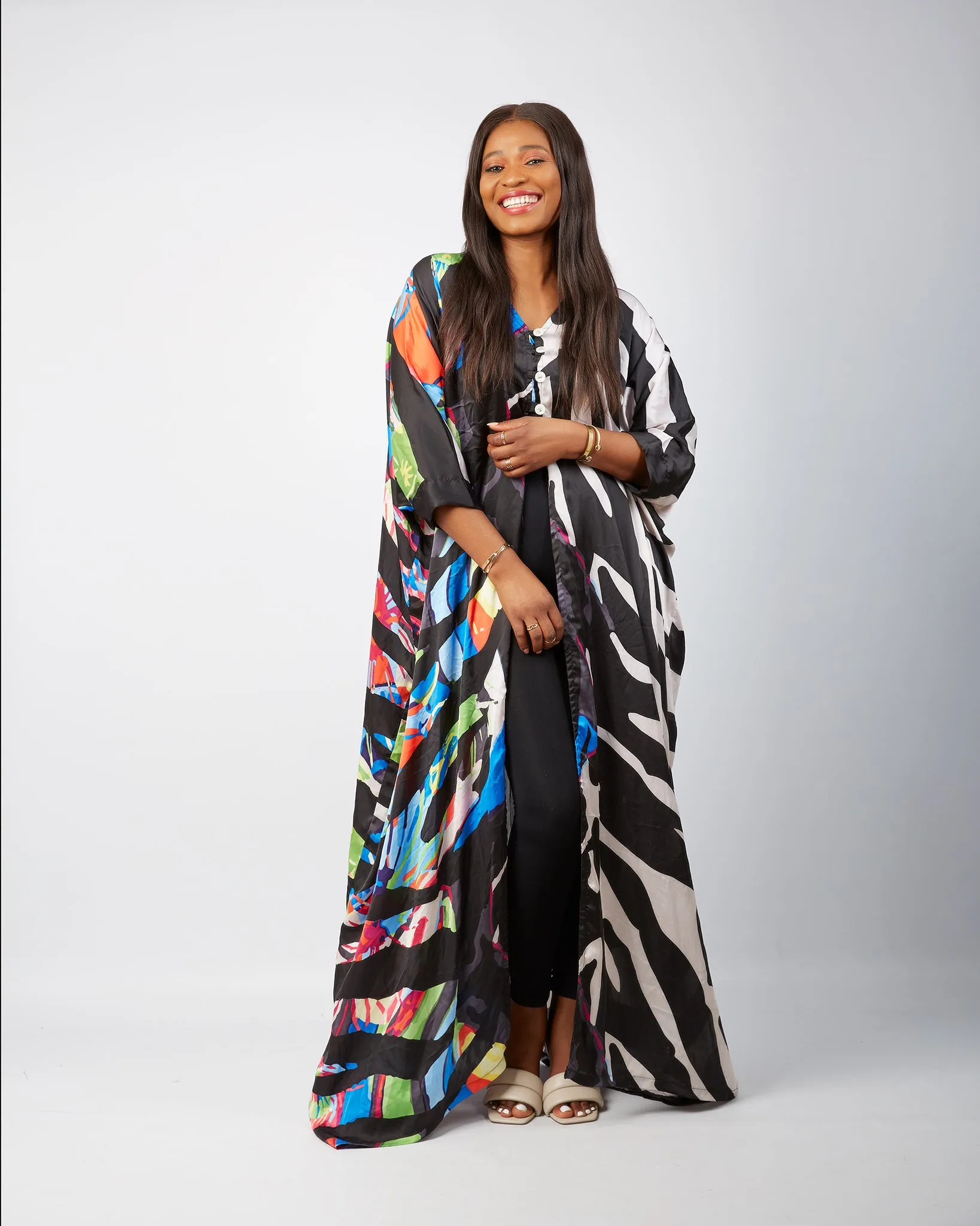 New in African Print Silk Kimono - Chetachi