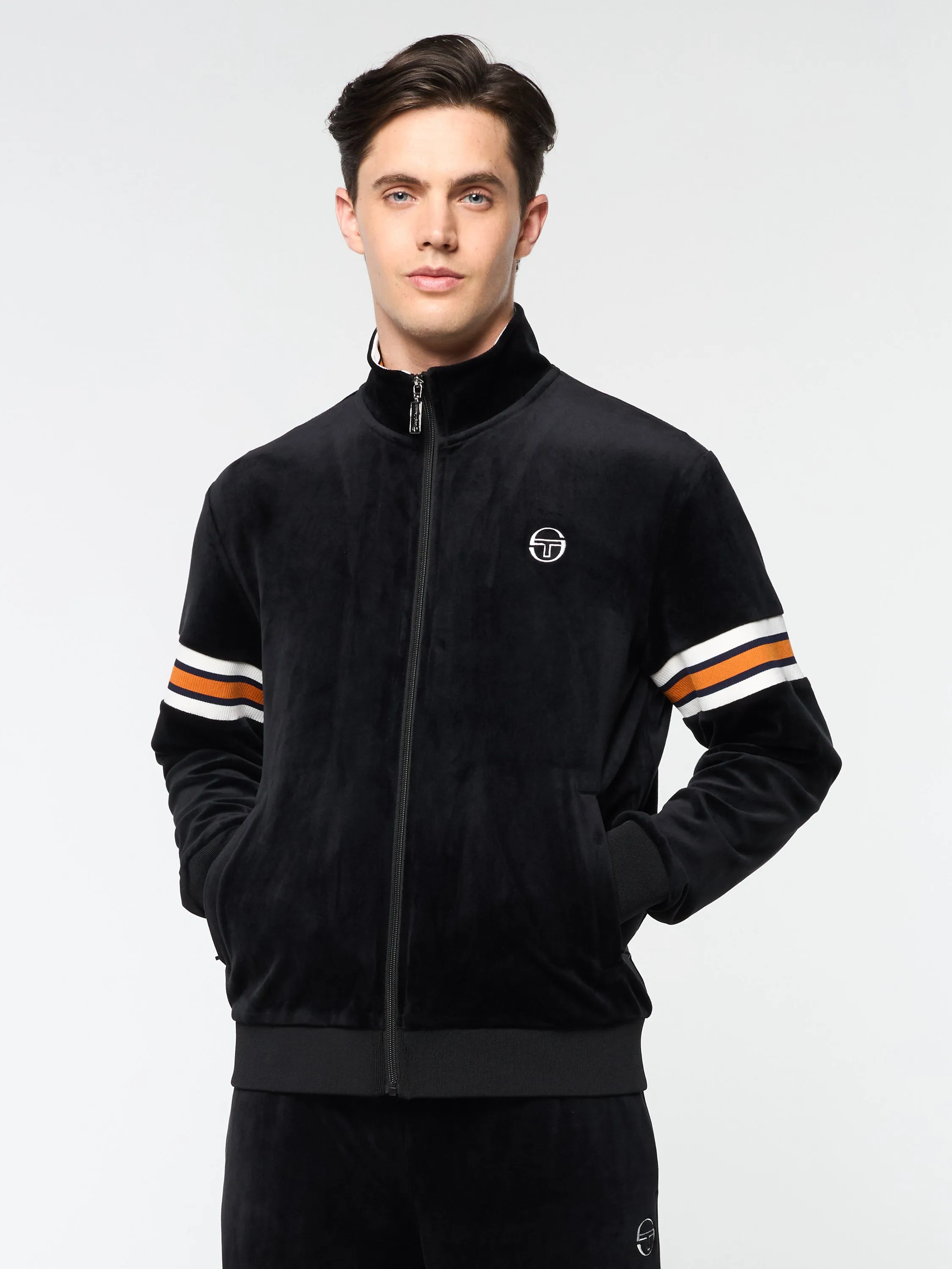 Ostuni Velour Track Jacket- Black Beauty