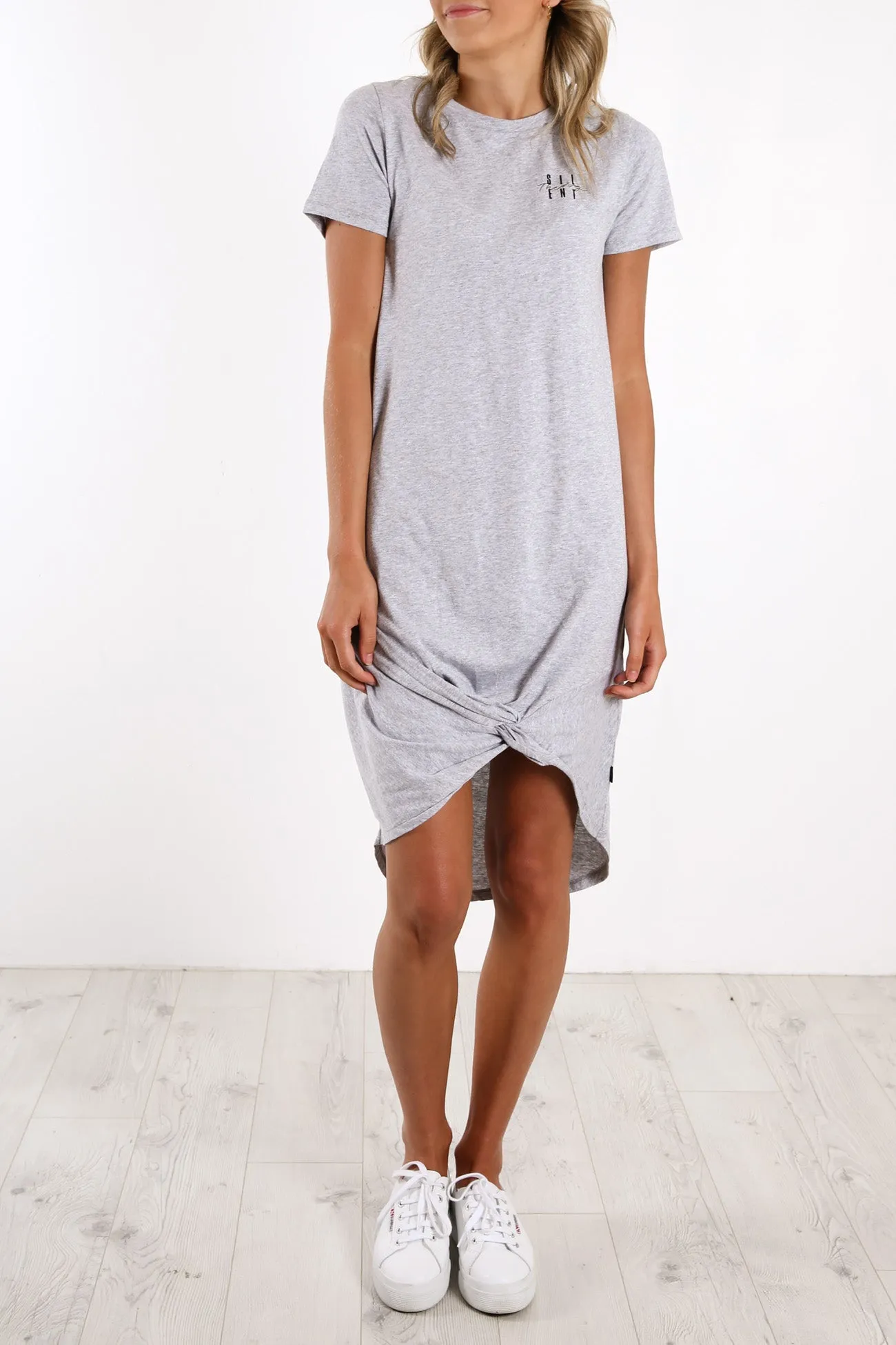 Present Twisted Tee Dress Grey Marle