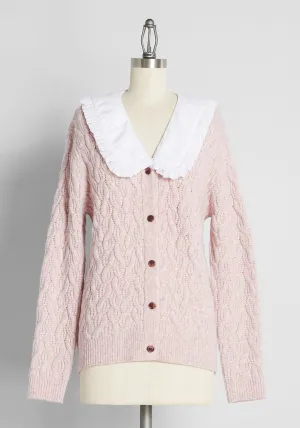 Pursuing What's Precious Collared Cable Knit Cardigan