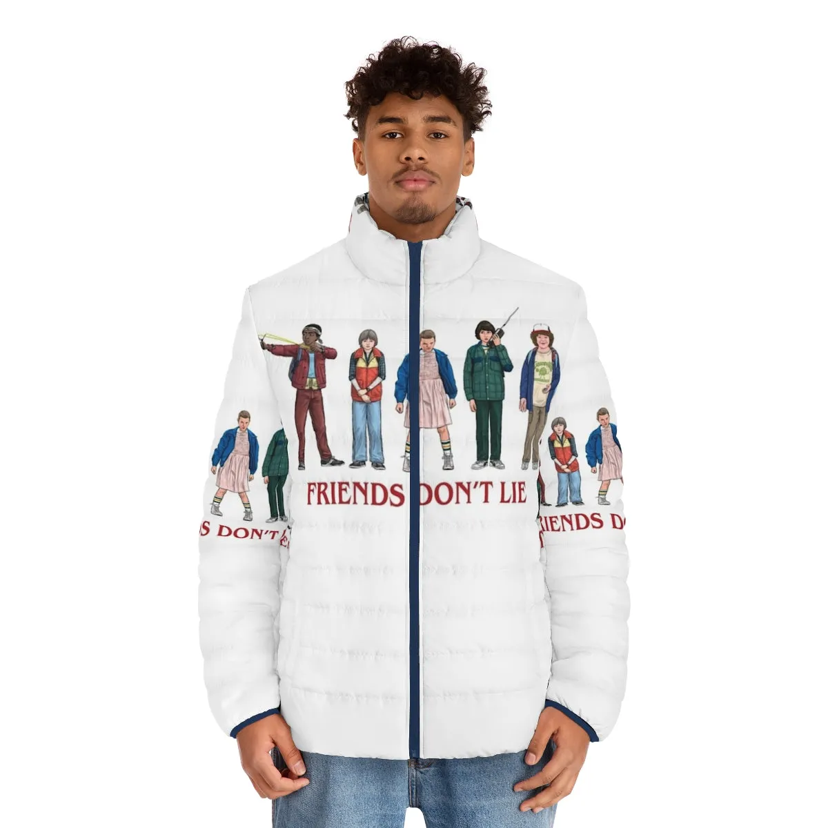 "Friends Don't Lie 2016 Retro Puffer Jacket - Stranger Things Inspired"