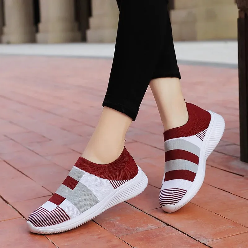 Slip-on Mesh Fabric Ergonomic Outdoor Sneakers for Women