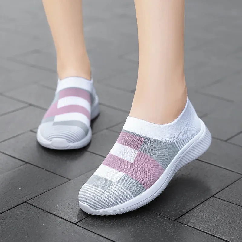 Slip-on Mesh Fabric Ergonomic Outdoor Sneakers for Women