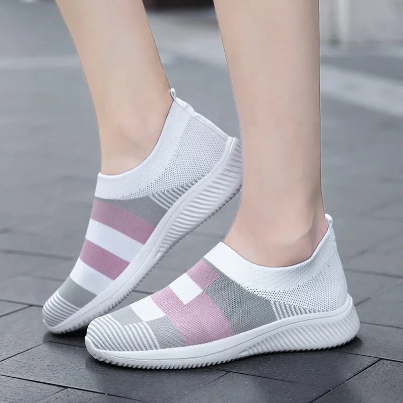 Slip-on Mesh Fabric Ergonomic Outdoor Sneakers for Women