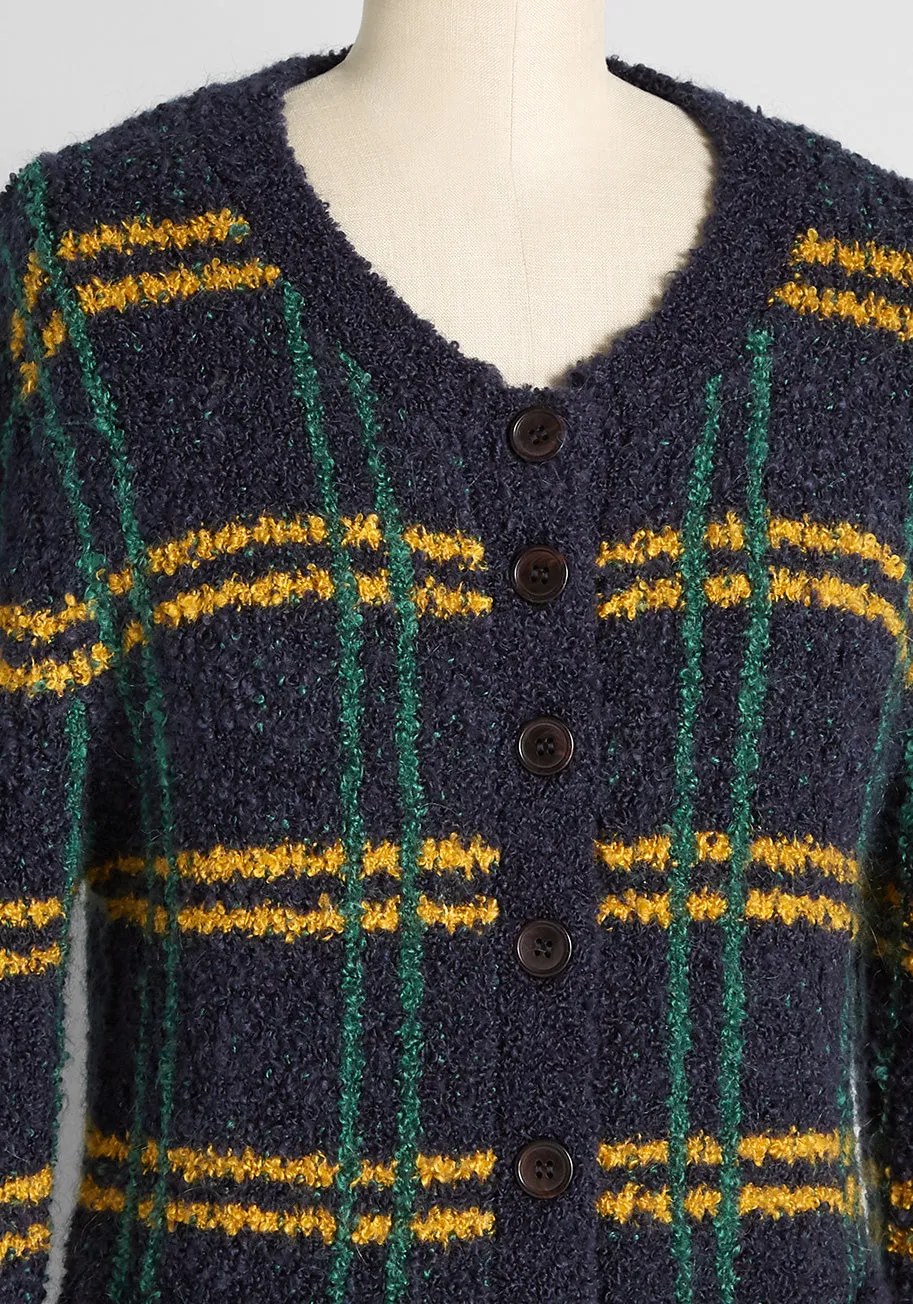 So Fab, So Plaid Bouclé Cardigan