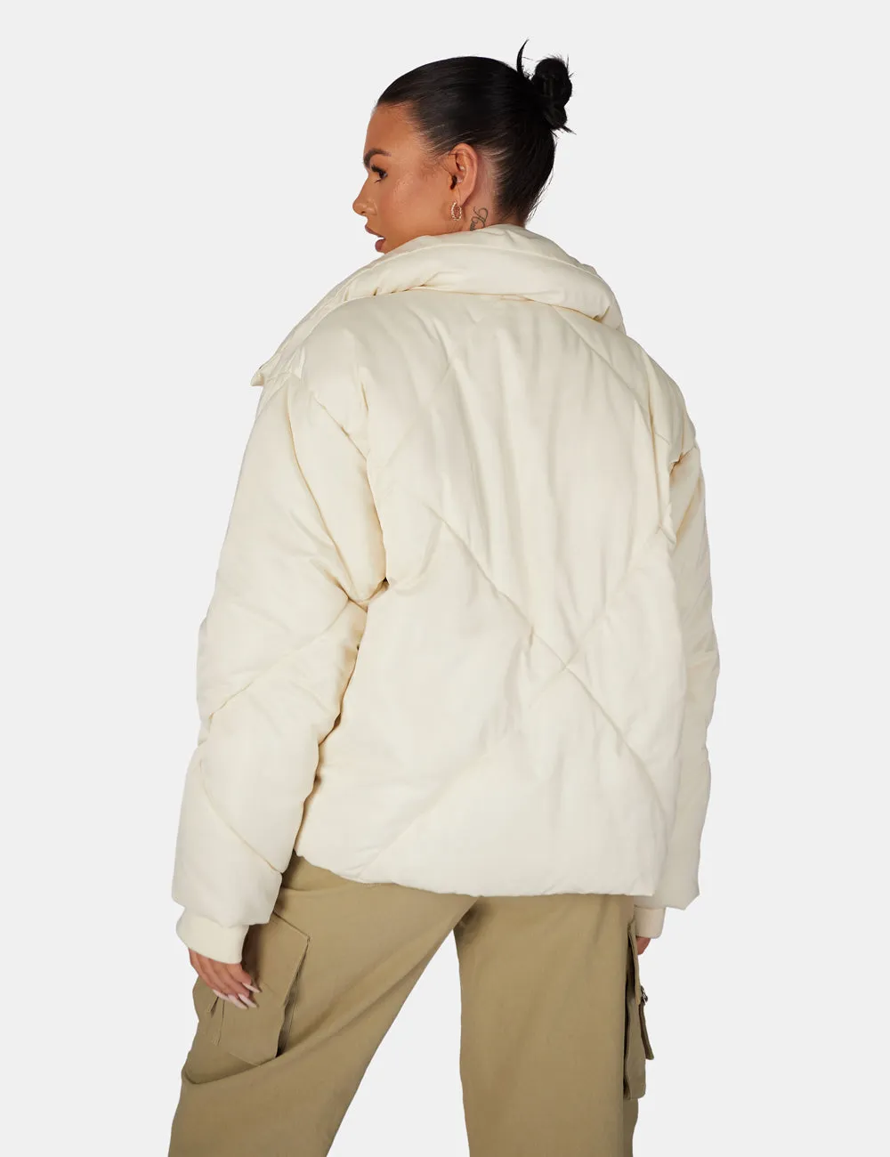 Soft Touch Quilted Puffer Jacket Ecru