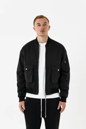 The Bomber Jacket (Satin Edition) - Black