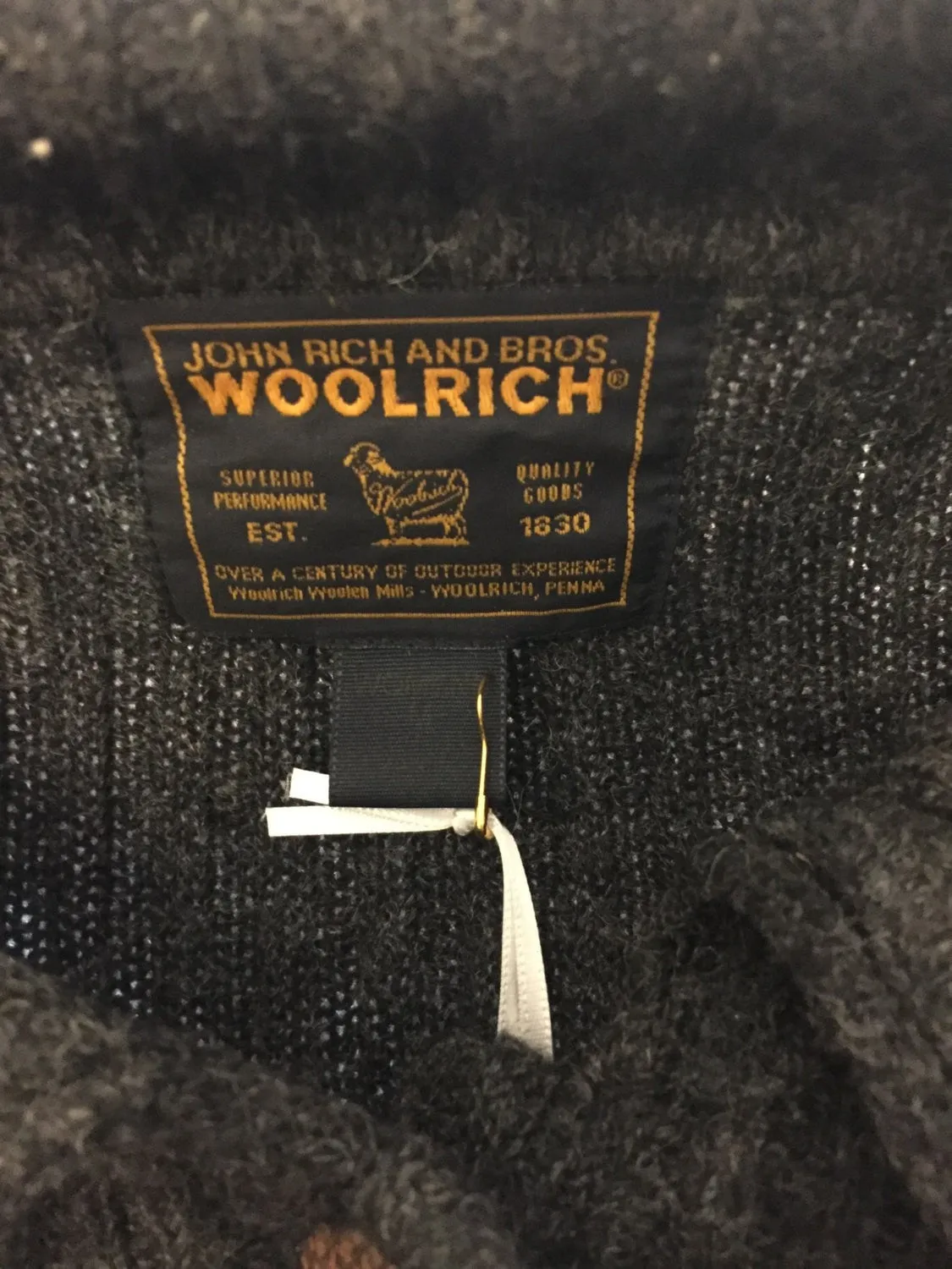 Vintage 1970s Woolrich Charcoal Grey Wool Cardigan Sweater