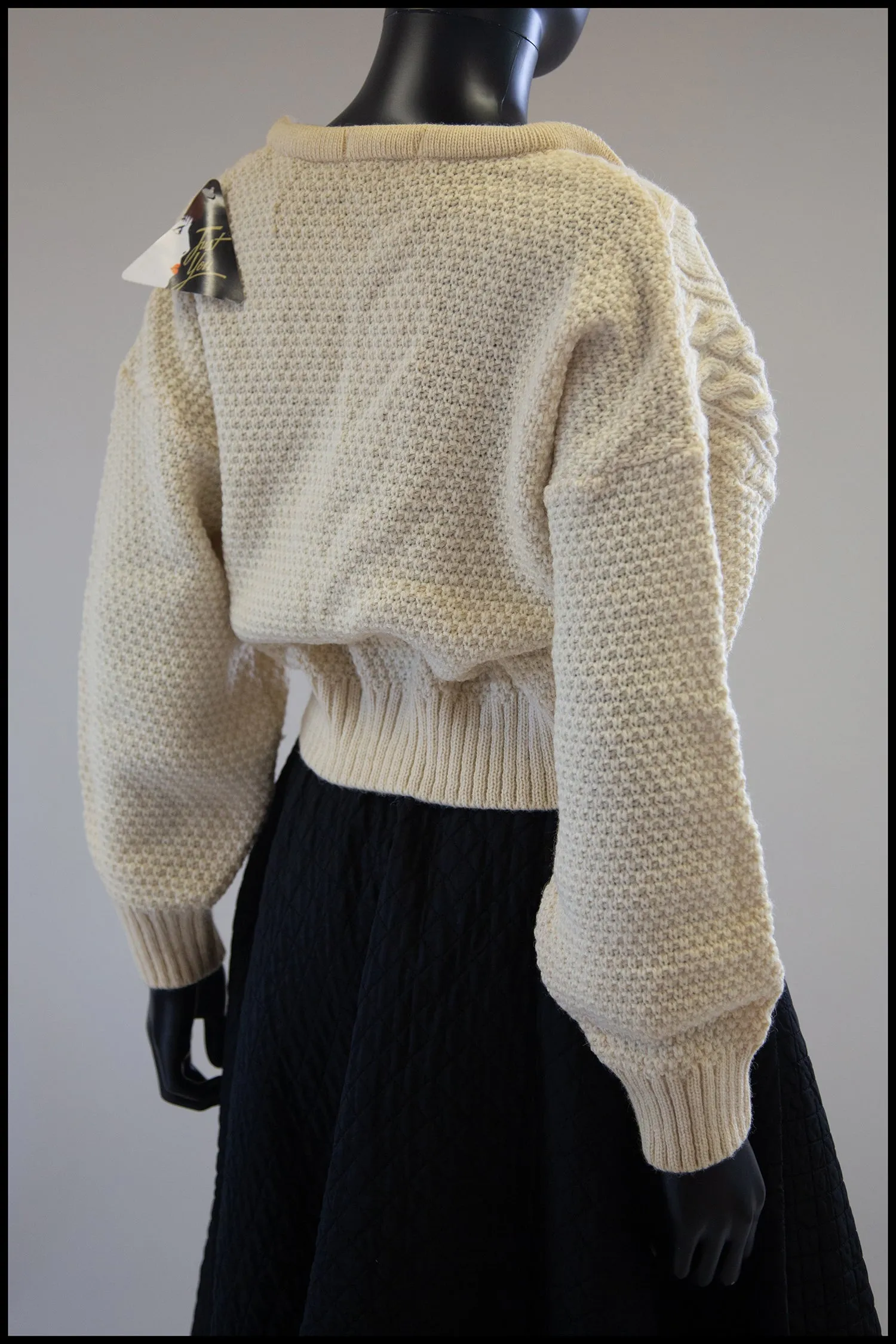 Vintage 1980s Cream Wool Chunky Aran Cardigan