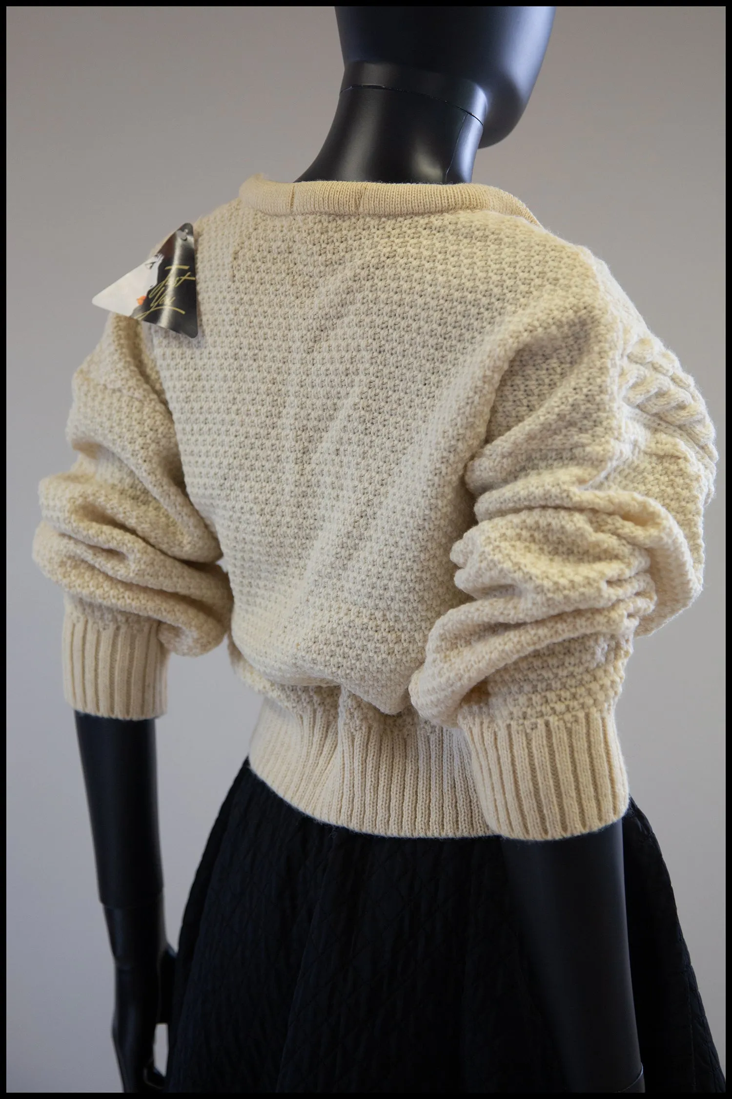 Vintage 1980s Cream Wool Chunky Aran Cardigan