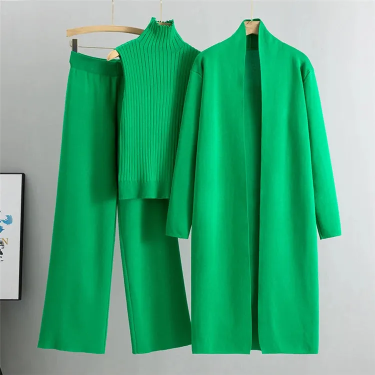 Vintage 3 Piece Women Cardigan Tracksuits Set