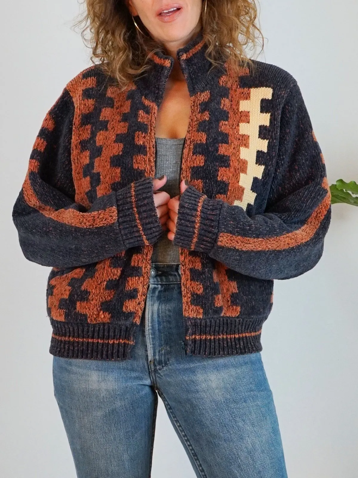 Vintage Chenille Southwestern Sweater Jacket