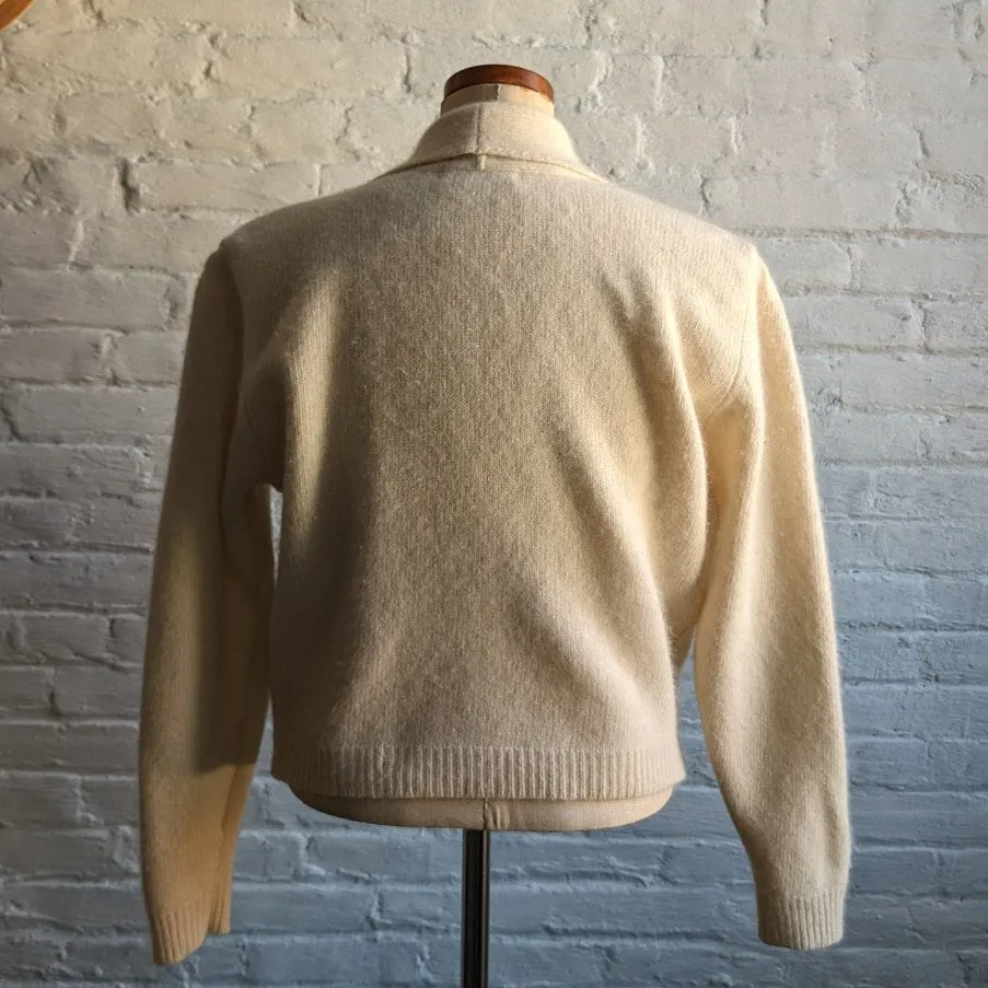 Vintage Minimalist Fuzzy Knit Wool Sweater Furry Clean Girl Luxury Cardigan Top