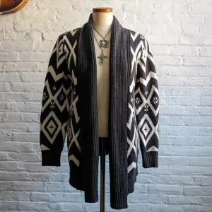 Vintage Southwest Printed Cardigan Boho Chic Aztec Western Sweater Shacket Top